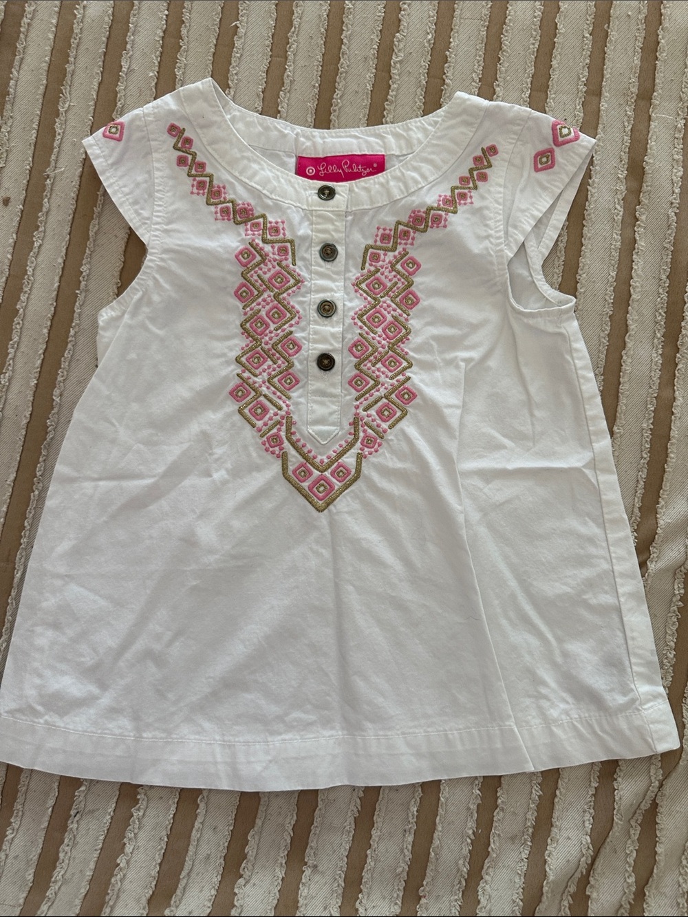 Lilly Pulitzer for Target White Tank with Pink & Green Embroidery